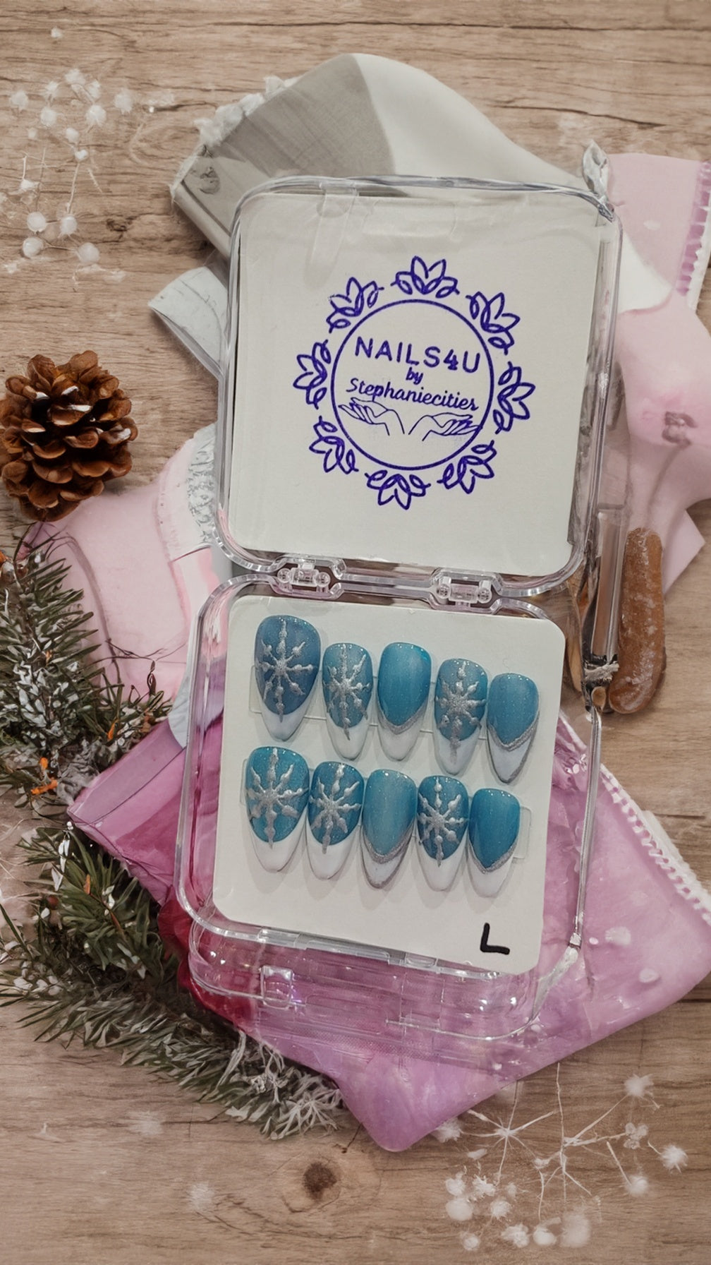 Creating Winter Blue Press-on Nails!