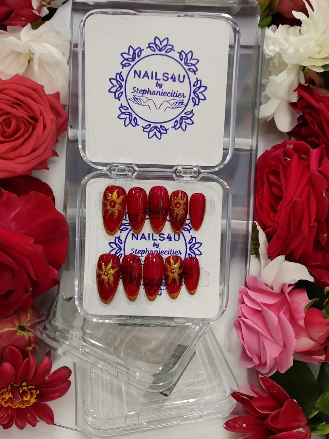 Crimson Sun Press-On Nails