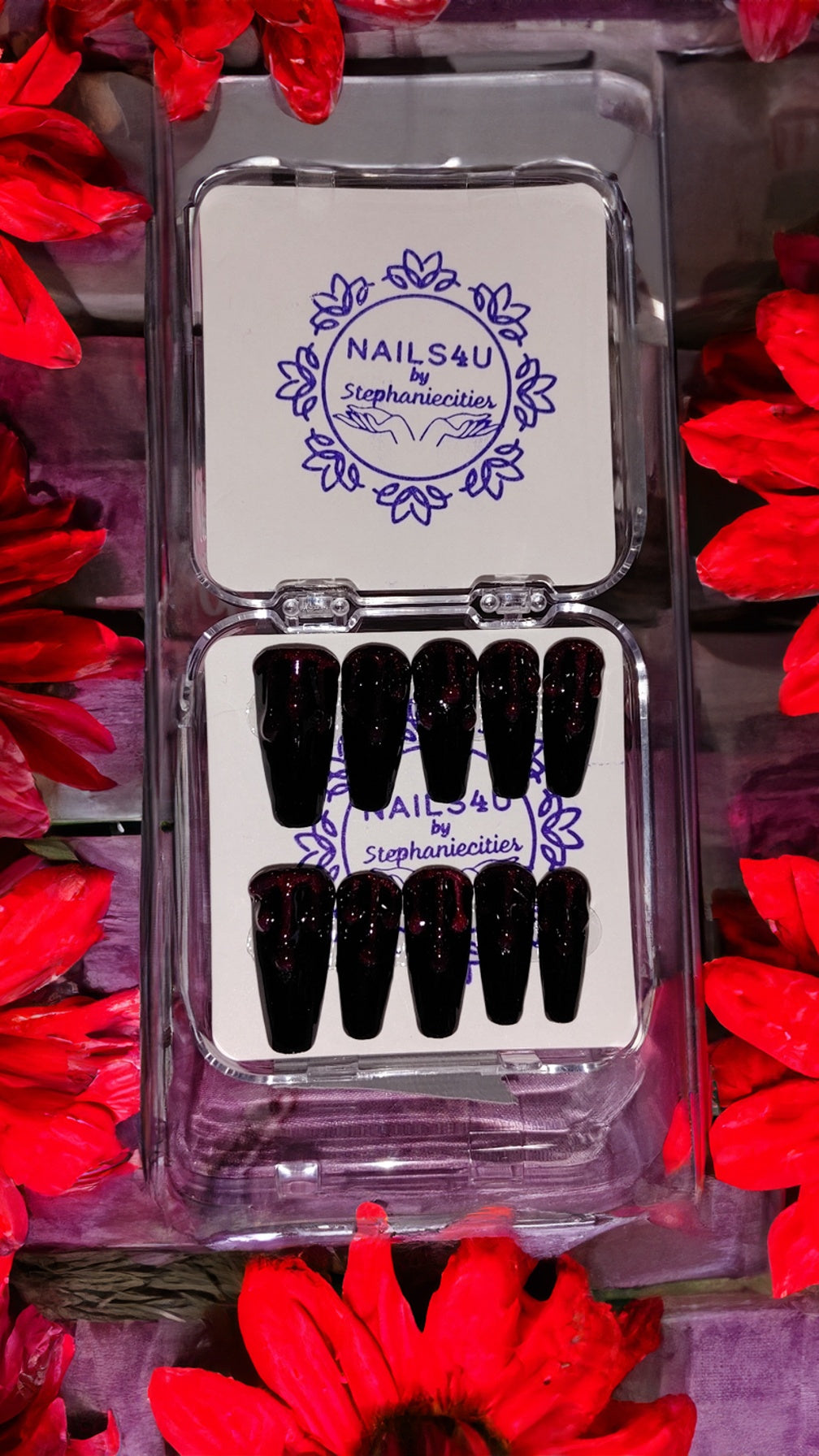 Transform your nails into a haunting masterpiece with our Dripping Blood Press-On Nails. Perfect for adding a spooky and seasonal touch to your look. Experience the chilling effect and have some scream-worthy fun. A must-have for all Halloween lovers.